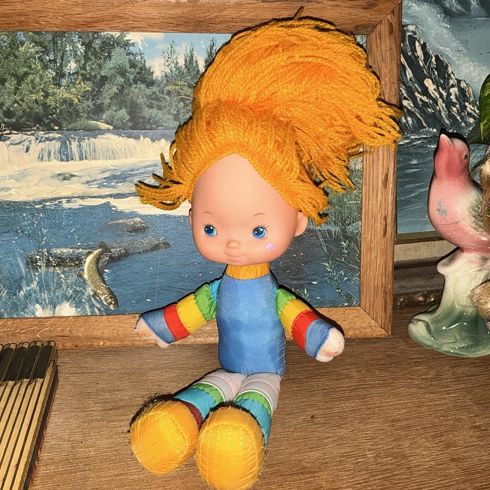 Vintage 1983 Hallmark RAINBOW BRITE 10" Plush Doll Orange Hair Blue No Dress